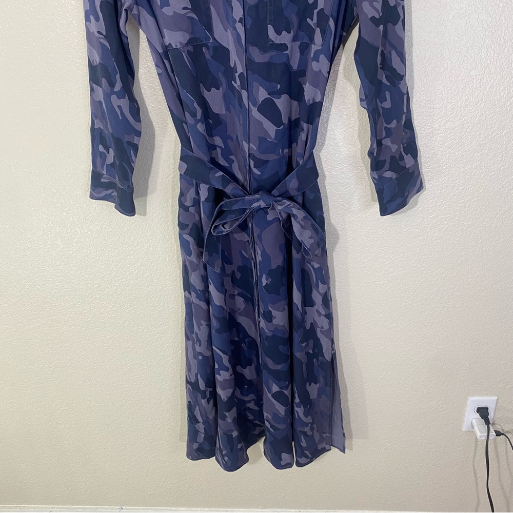 Soft Surroundings Mixed Blue Camo Button Down Belted Maxi Dress PS - Picture 2 of 11